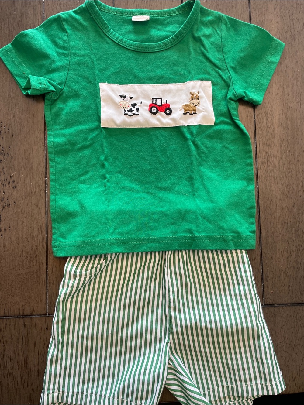 Kids Green Farm-Print Set